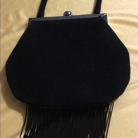 LOVELY BOHO BLACK EVENING BAG - Picture 2 of 8